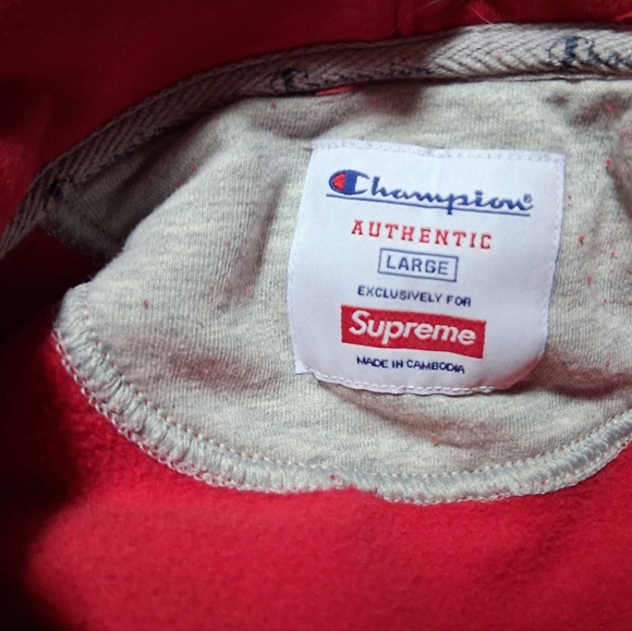 Champion Vibrant Red Hoodie with Logo Size Large - Picture 5 of 9